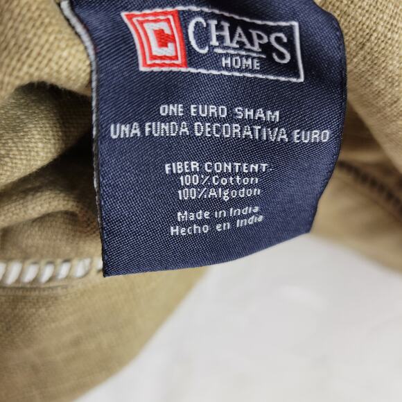 Chaps Linen Pillow Sham Euro 29"x 26" Gold Button Closure Box Stitch Lace Trim - Picture 2 of 4